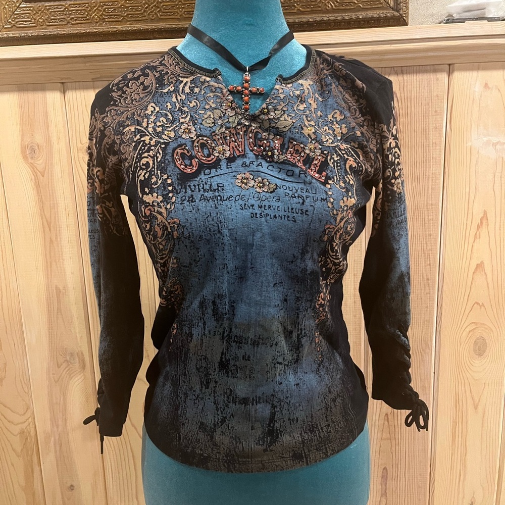 Skinny Minnie cowboy graphic, long sleeve